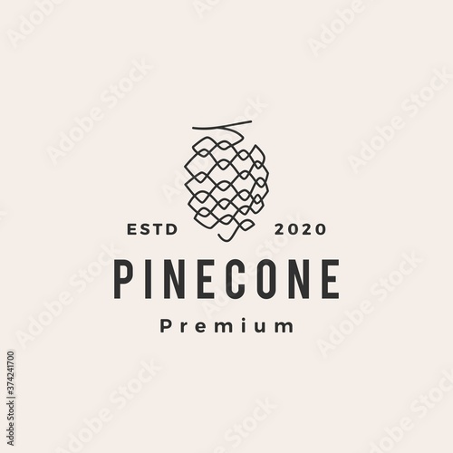 pine cone hipster vintage logo vector icon illustration