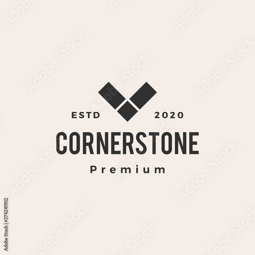 Photo corner stone hipster vintage logo vector icon illustration