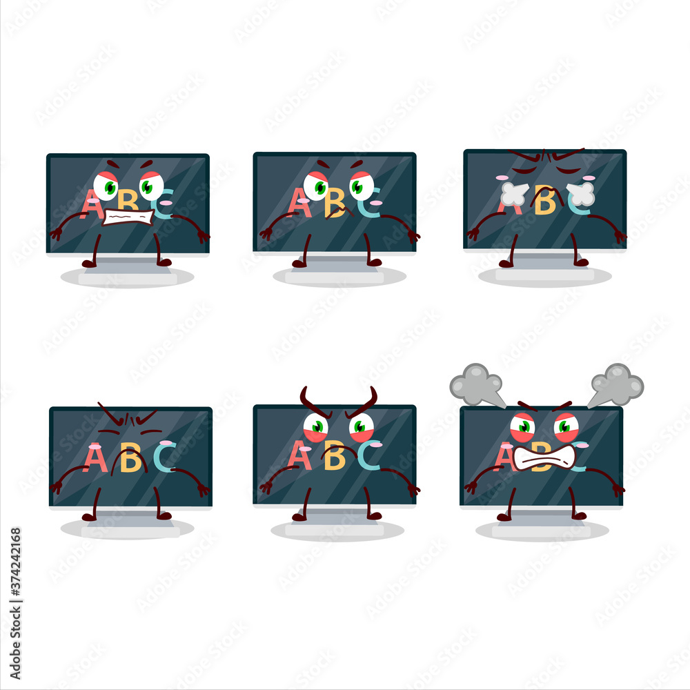 Fototapeta premium Alphabet on monitor cartoon character with various angry expressions