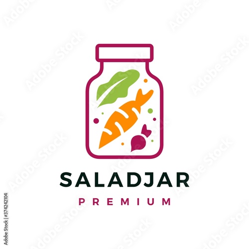 salad jar logo vector icon illustration