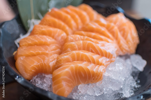 Japanese sashimi salmon fish meal. seafood healthy organic