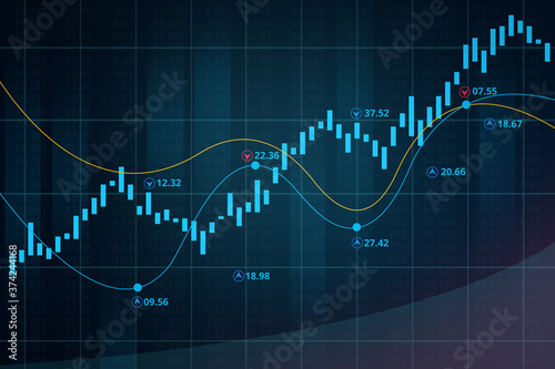Stock Market or Forex trading graph chart concept for financial investment. Economic graphic chart for market crash and financial crisis 2020