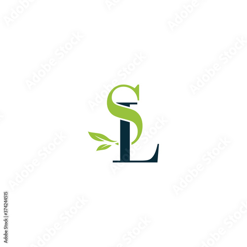 SL nature letter logo design vector template