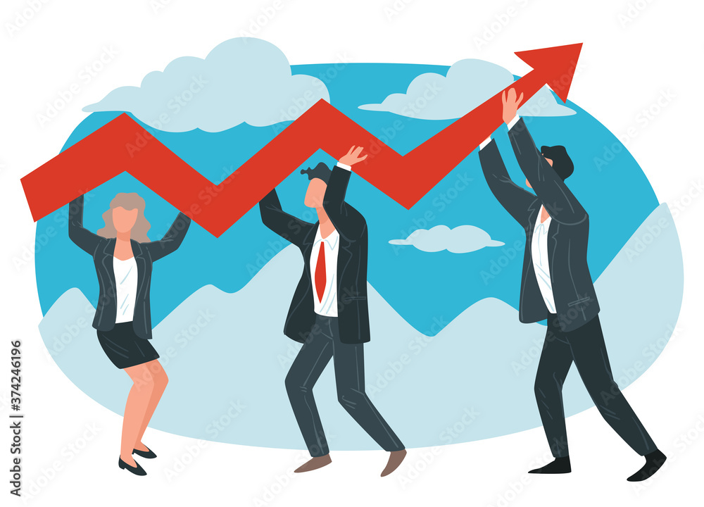 Business partners or team of workers achieving results Business partners or team of workers achieving results