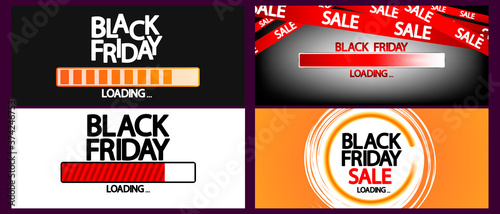 Black Friday Sale, progress loading bars design template, vector illustration