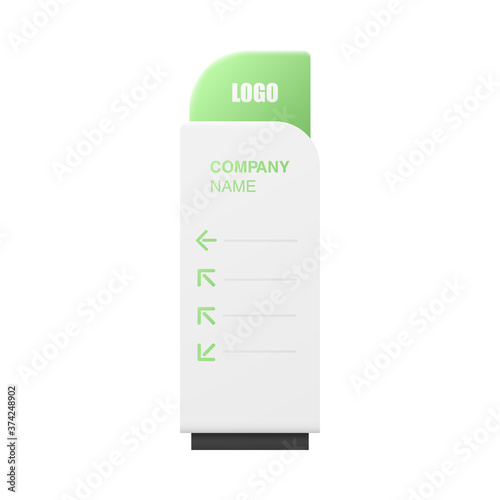Informative pillar or stand template realistic vector illustration isolated.