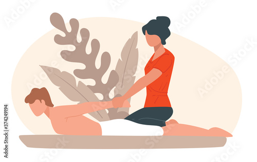 Back massage at spa salon, relax and treatment