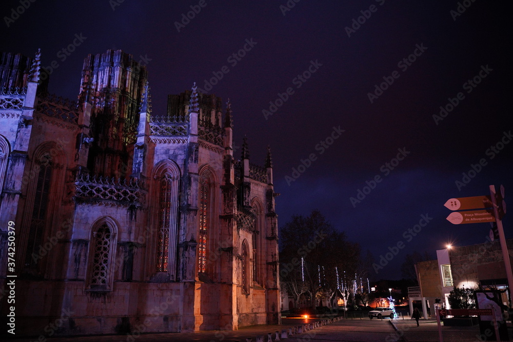 Naklejka premium Monastery of Batalha at night. Portugal. UNESCO World Heriatge Site