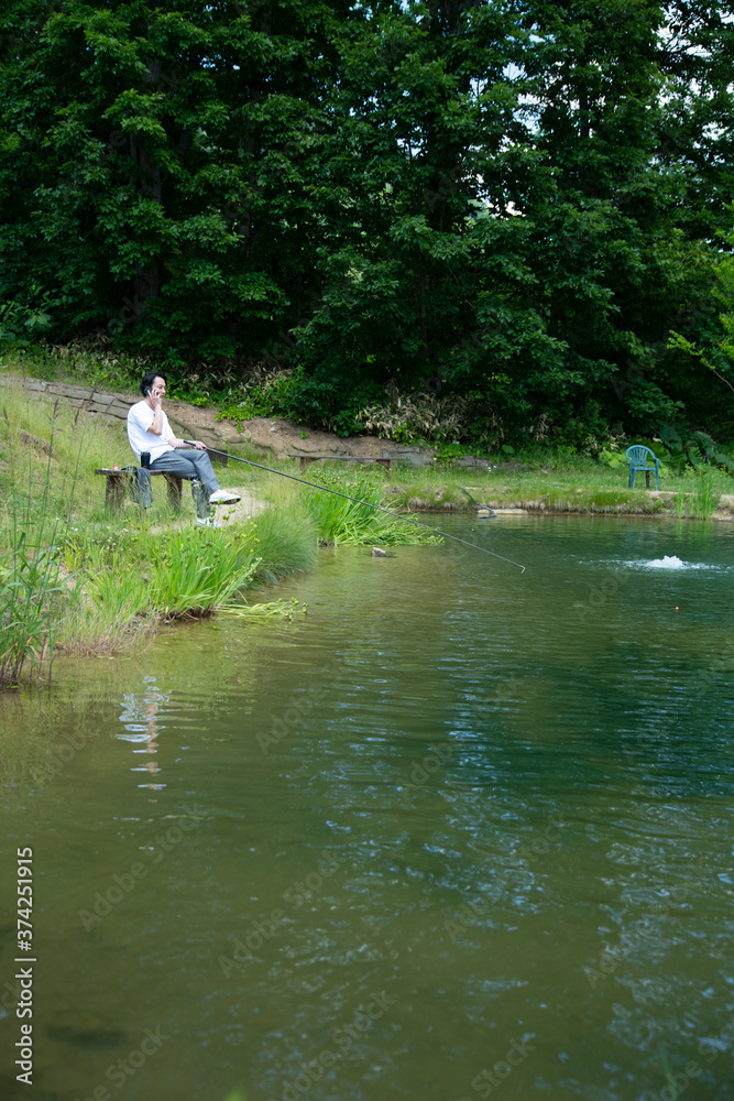 Businessman Enjoying Fishing Businessman Enjoying Fishing