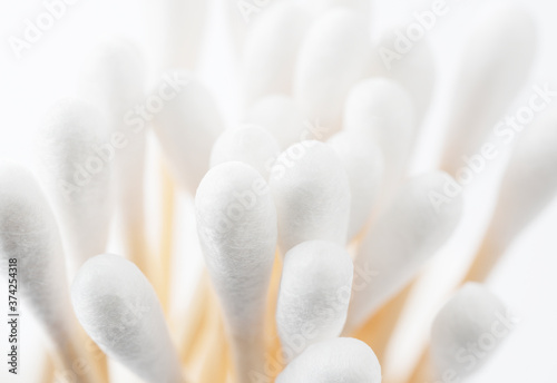 Bamboo swabs on a white background