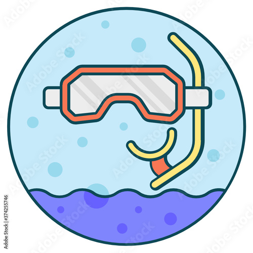
Trendy style of snorkelling, underwater diving equipment icon
