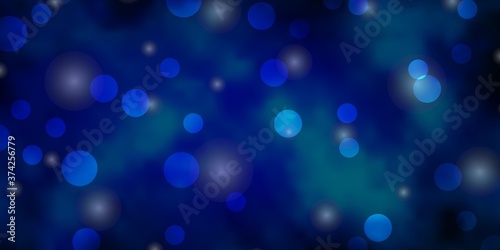 Light BLUE vector background with circles, stars. Illustration with set of colorful abstract spheres, stars. New template for a brand book.