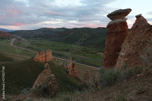 The Witch Rocks and Highway 84 in Northern Utah near the towns of Henefer and Echo. photo