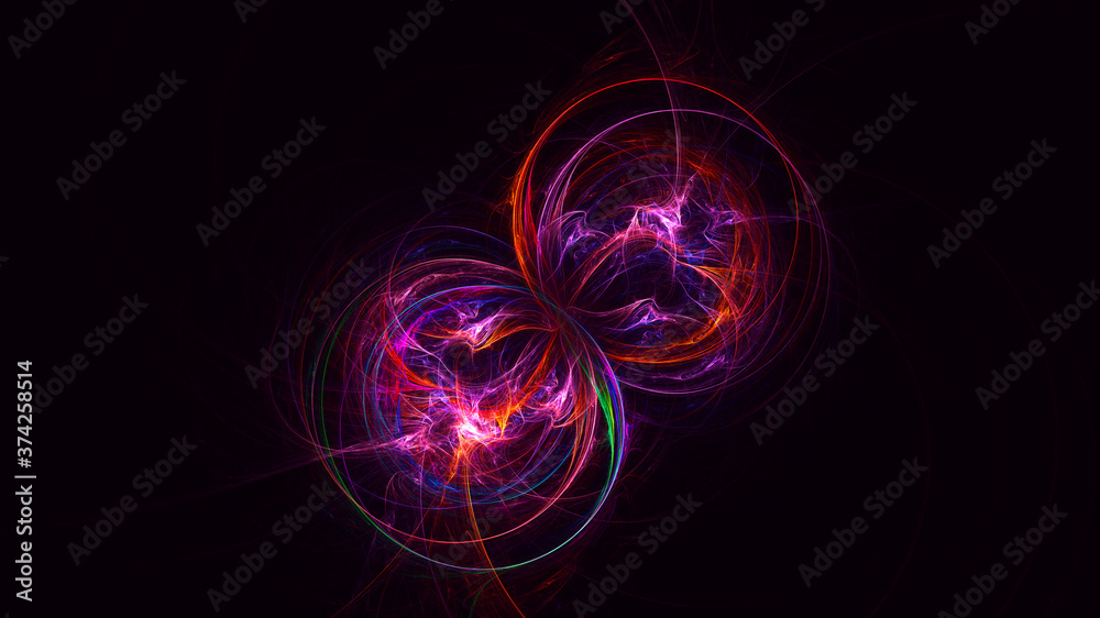 3D rendering abstract multicolor fractal light background