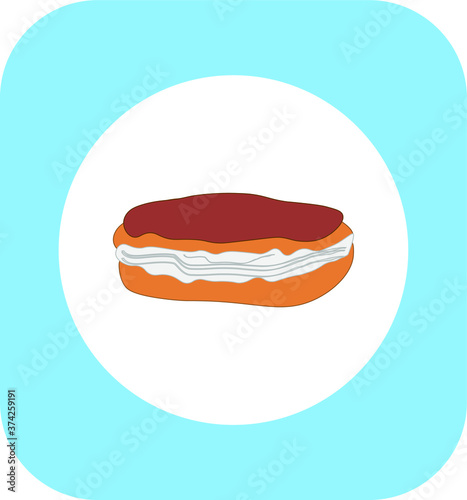 eclair typical french dessert. illustration for web and mobile design.