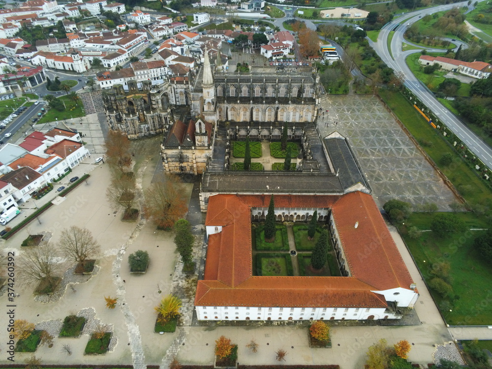 Monastery of Batalha, Portugal. UNESCO World Heriatge Site. Aerial Drone Photo