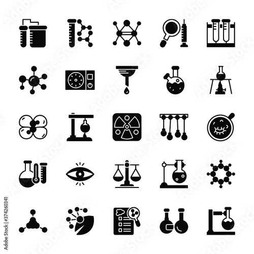 Science Research Glyph Vector Icons 