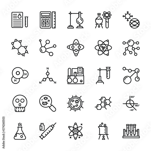 Biochemistry Line Vector Icons 