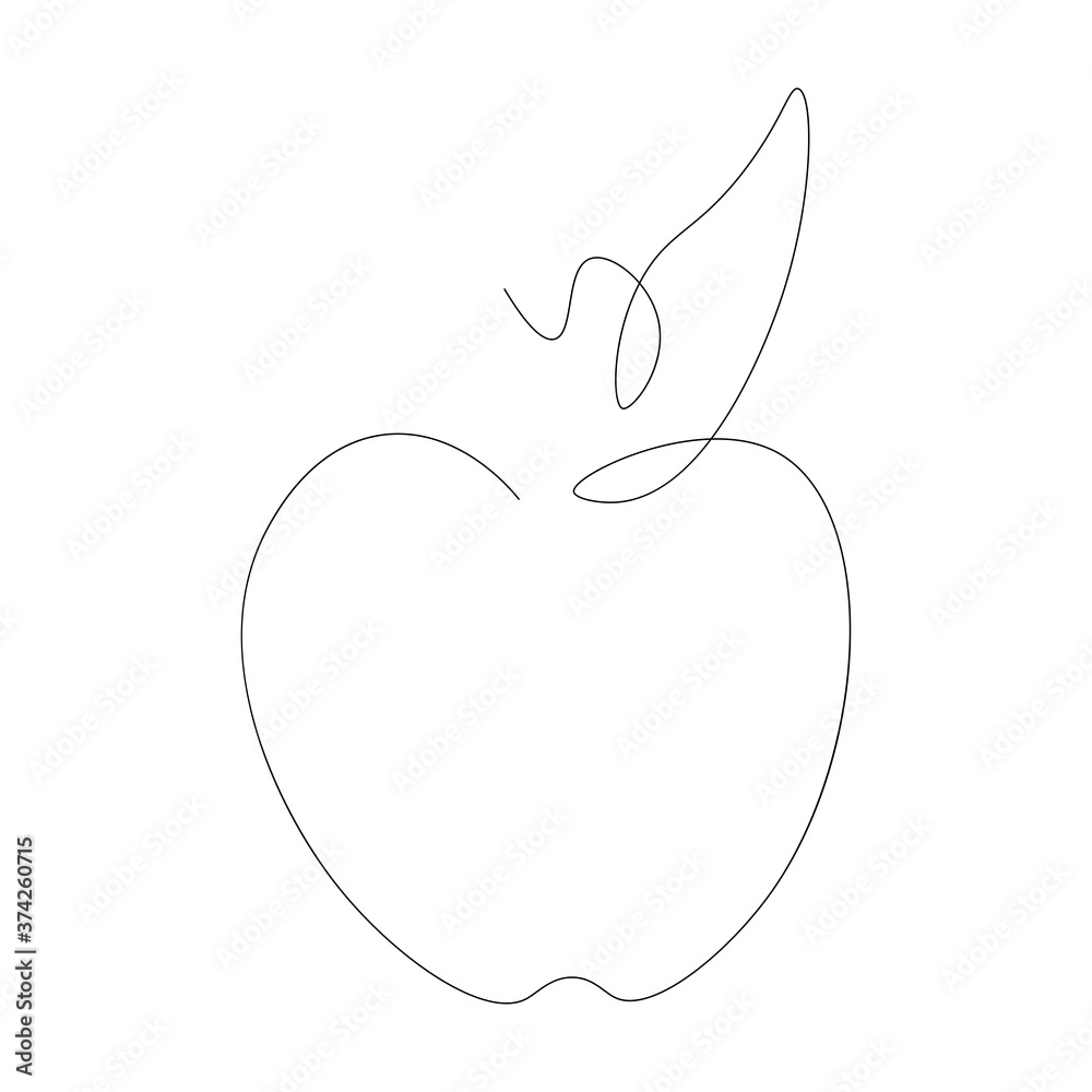 Apple fruit continuous line drawing vector illustration Apple fruit continuous line drawing vector illustration