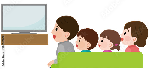 テレビ画面を見て笑う4人家族2 イラスト Stock Vector Adobe Stock テレビ画面を見て笑う4人家族2 イラスト Stock Vector Adobe Stock
