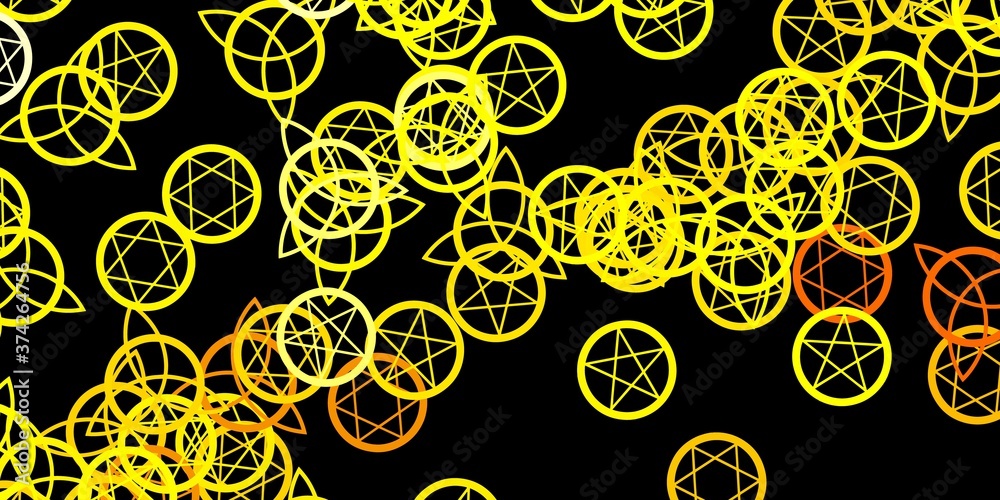 Dark Yellow vector template with esoteric signs. Dark Yellow vector template with esoteric signs.