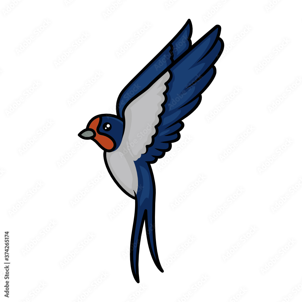 Fototapeta premium Swallow bird cute mascot design illustration