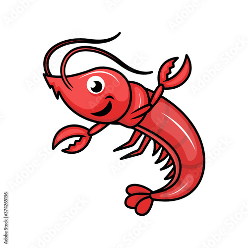 Cute shrimp mascot design illustration
