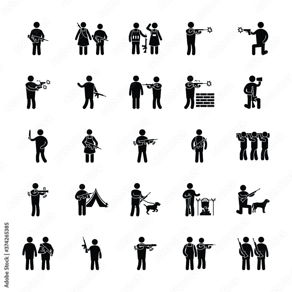 Military Glyph Vector Icons Military Glyph Vector Icons