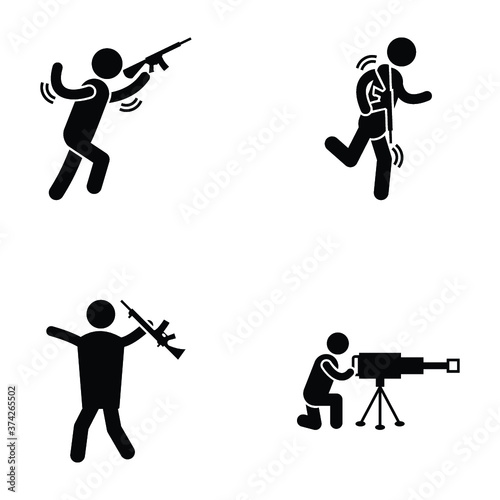 Army Glyph Vector Icons