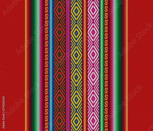 Blanket stripes seamless vector pattern. Background with ethnic american fabric pattern with colorful stripes. Serape design photo