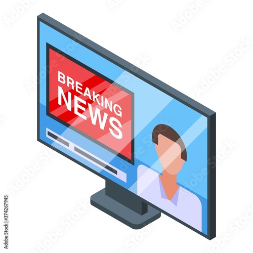 Nursing home tv breaking news icon. Isometric of nursing home tv breaking news vector icon for web design isolated on white background