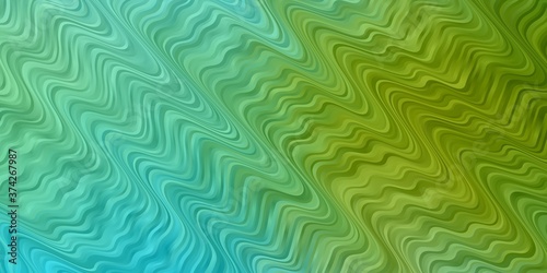 Light Blue, Green vector background with bent lines. Colorful abstract illustration with gradient curves. Pattern for booklets, leaflets.