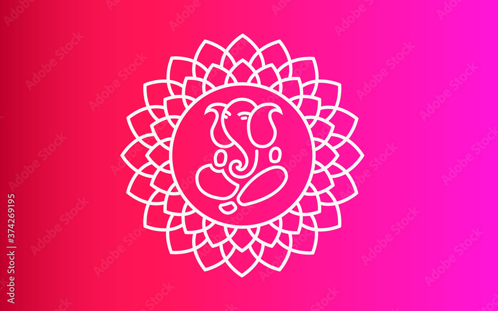 lord Ganesha illustration design in a flower shape