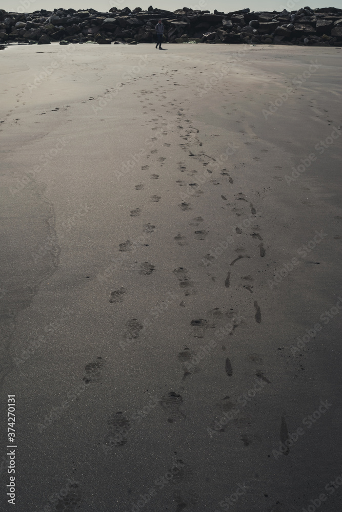 footprint road in the sand, travel concept, summer campaign, progress advertising footprint road in the sand, travel concept, summer campaign, progress advertising