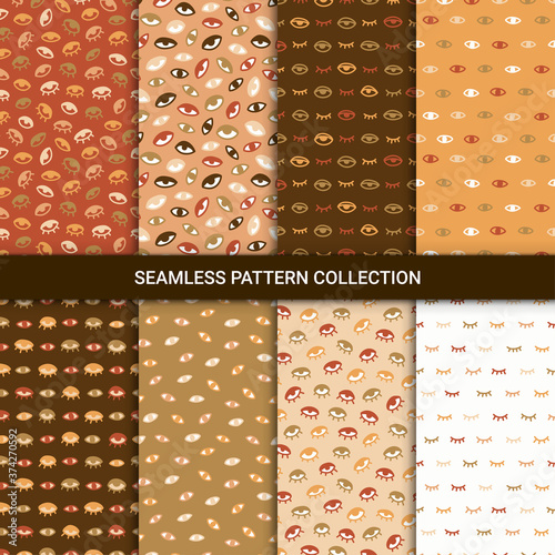 Seamless pattern with hand drawn eye, vector illustration