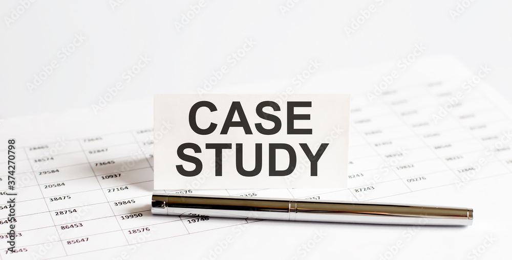 Text CASE STUDY on stickers,pen on the background of documents. Financial bookkeeping, Accounting Concept. Top view. Text CASE STUDY on stickers,pen on the background of documents. Financial bookkeeping, Accounting Concept. Top view.