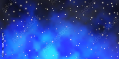 Dark BLUE vector background with colorful stars. Shining colorful illustration with small and big stars. Theme for cell phones.