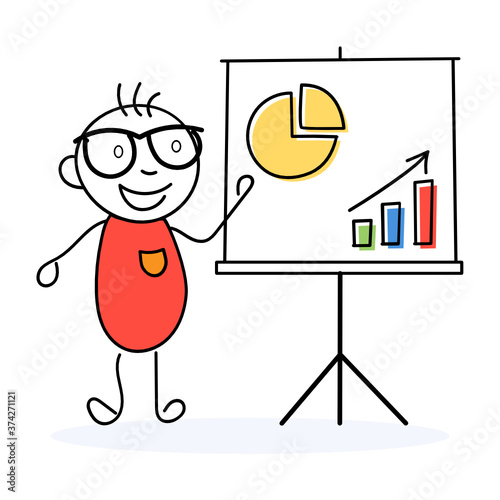 
Graphical data chart showing concept of business analyst illustration
