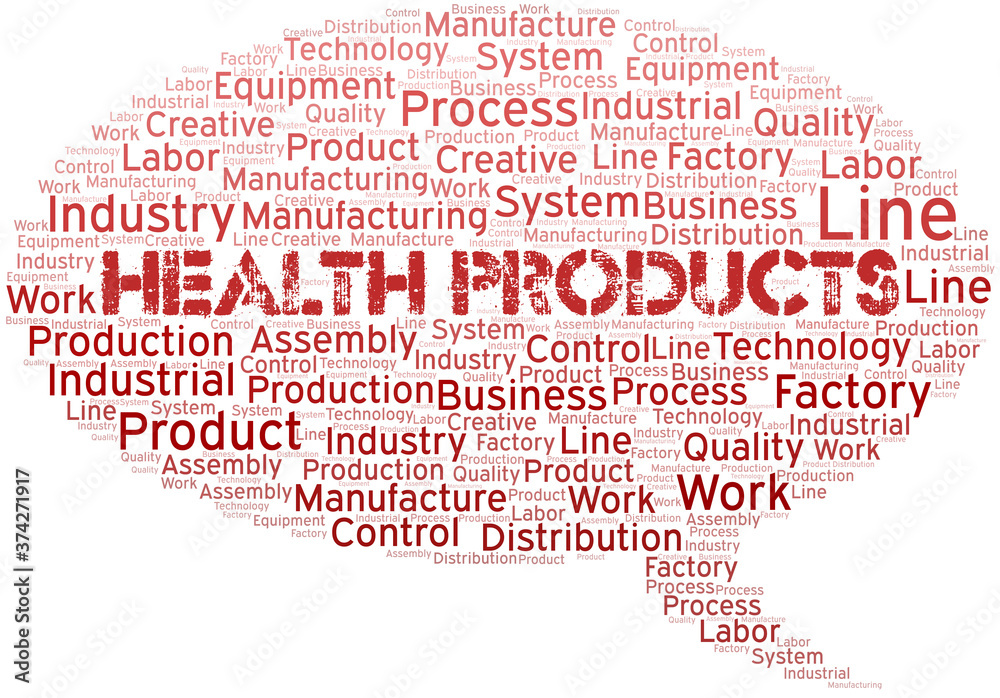 Health Products word cloud create with text only. Health Products word cloud create with text only.