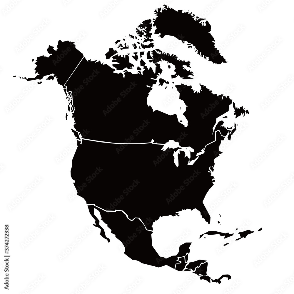 北アメリカ大陸の地図 シルエット Stock Vector | Adobe Stock