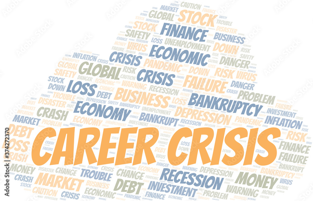 Career Crisis word cloud create with text only.