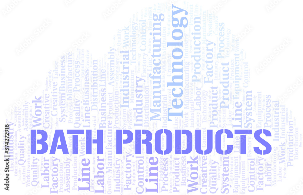 Obraz premium Bath Products word cloud create with text only.