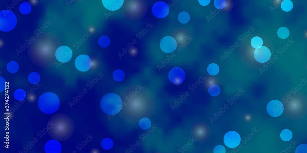 Light BLUE vector layout with circles, stars. Abstract design in gradient style with bubbles, stars. Pattern for business ads.
