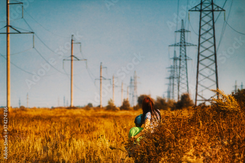 man walking in field