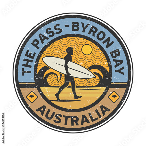 The Pass - Byron Bay, Australia - surfer sticker, stamp or sign design photo