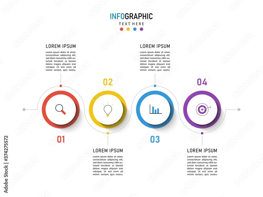 Fototapeta premium Vector Infographic label design template with icons and 4 options or steps. Can be used for process diagram, presentations, workflow layout, banner, flow chart, info graph.