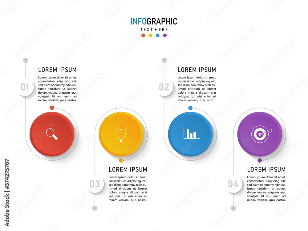 Fototapeta premium Vector Infographic label design template with icons and 4 options or steps. Can be used for process diagram, presentations, workflow layout, banner, flow chart, info graph.