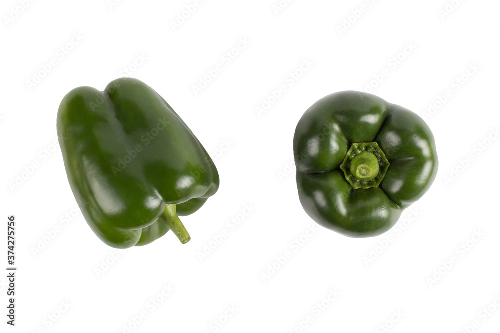 Bell pepper, two big green, perfect isolate on a white background. Bell pepper, two big green, perfect isolate on a white background.