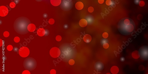 Light Red, Yellow vector backdrop with circles, stars. Abstract illustration with colorful spots, stars. Pattern for business ads.