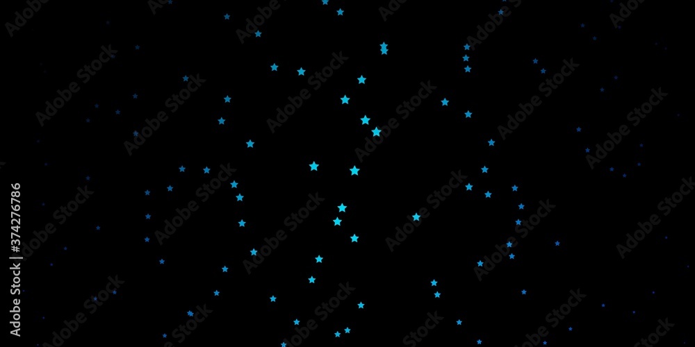 Dark BLUE vector template with neon stars. Shining colorful illustration with small and big stars. Design for your business promotion.